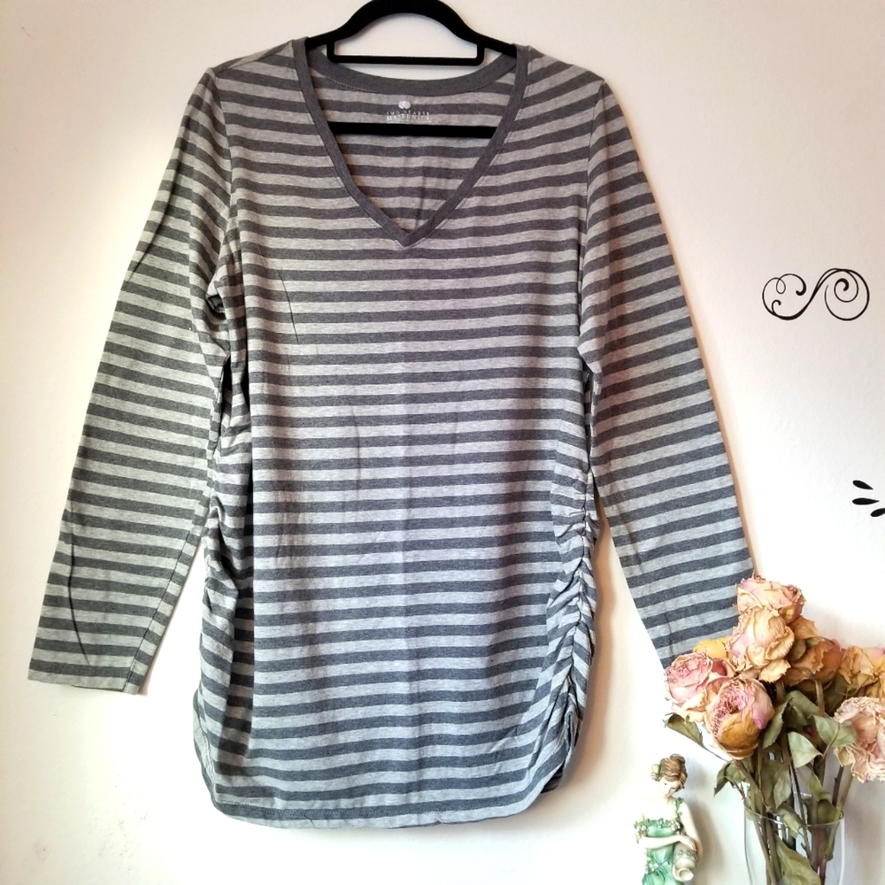 Two hearts maternity Gray Striped long sleeve size XL